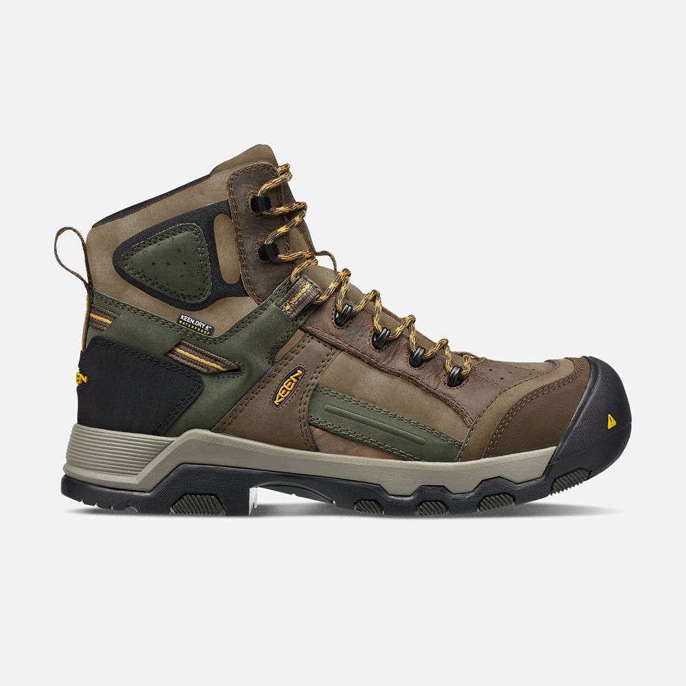 Keen Trekking Bot Erkek Kahverengi - Davenport Al Waterproof Mid (Composite Toe) - Türkiye PAMQ98204